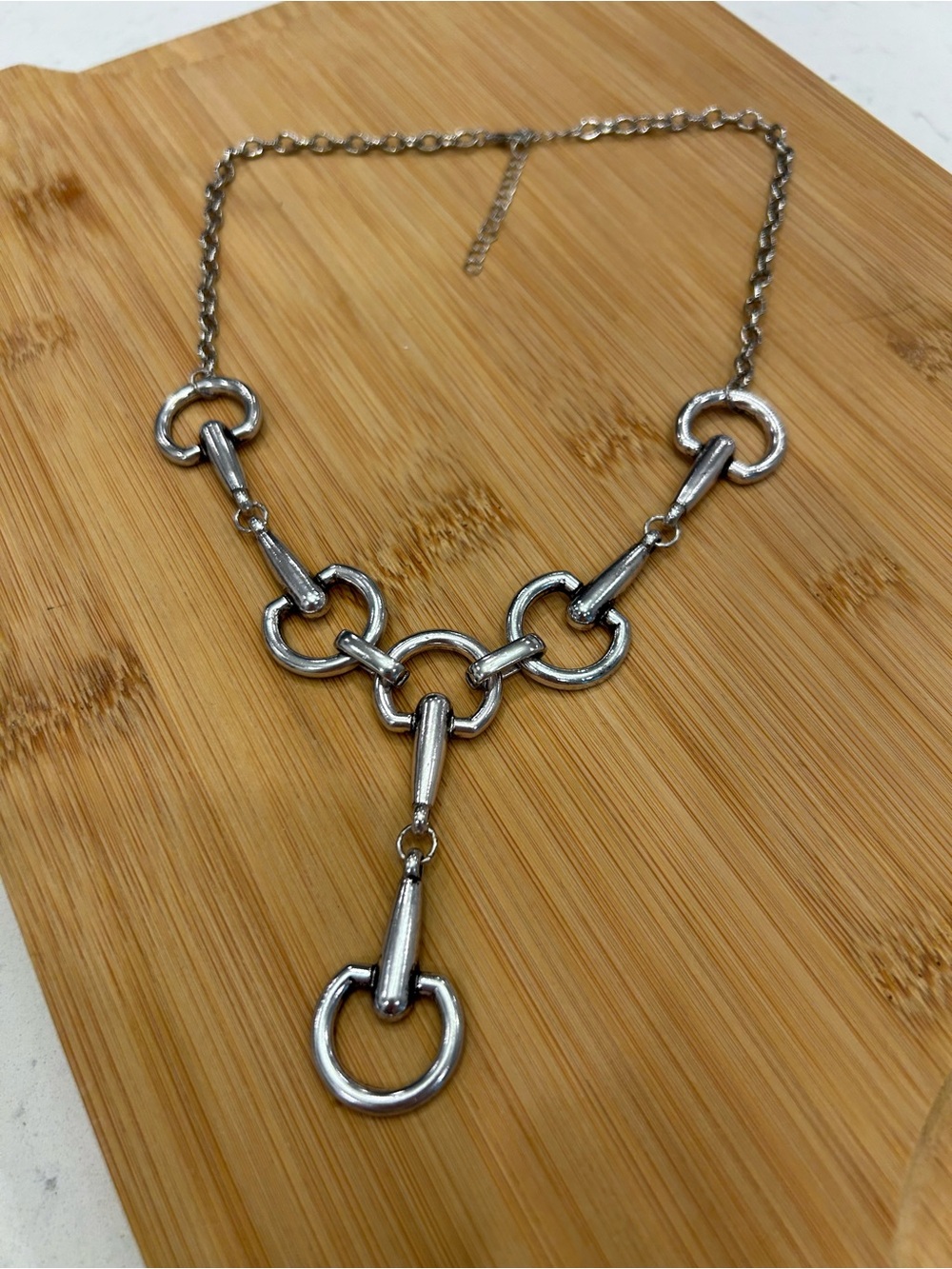 Silver Tone Horse Bit Lariat Necklace - Women Jewelry